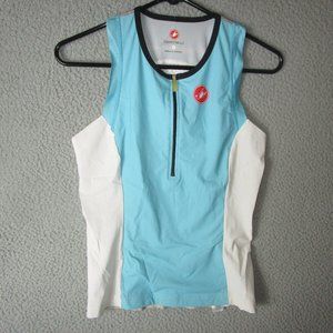 CASTELLI ROSSO CORSA WOMEN'S TANK TOP SHIRT CYCLING BLUE WHITE LARGE